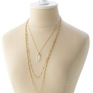 Stella & Dot Gold & Quartz Aria Pendant Necklace
